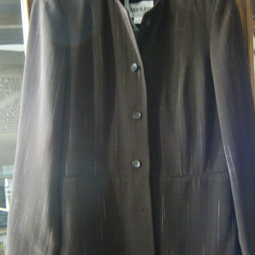 Women Adolfo Brown Two Piece Suit Size 8